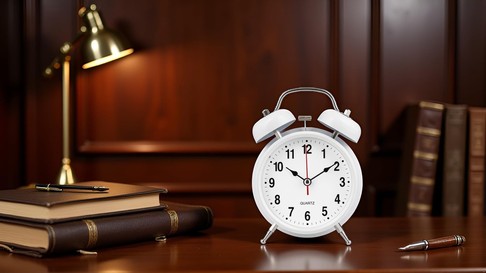 Vintage Twin Bell Alarm Clock with Night Light Loud Alarm Silent Non Ticking Quartz Movement Battery Operated Retro Desk Table Clock for Bedroom Home Office (Midnight White) - Image 4