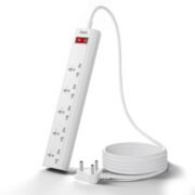 Surge Protector, 5 Universal Sockets, 2500 Watt, 2 Meter 6.5 Feet Cord | Fire Proof & Automatic Overload Protection, Spike Guard/Extension Board with Master Switch | 1 Year Manufacturer Warranty