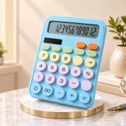 Pastel Calculator with 12 Digit LCD Display, Solar & Battery