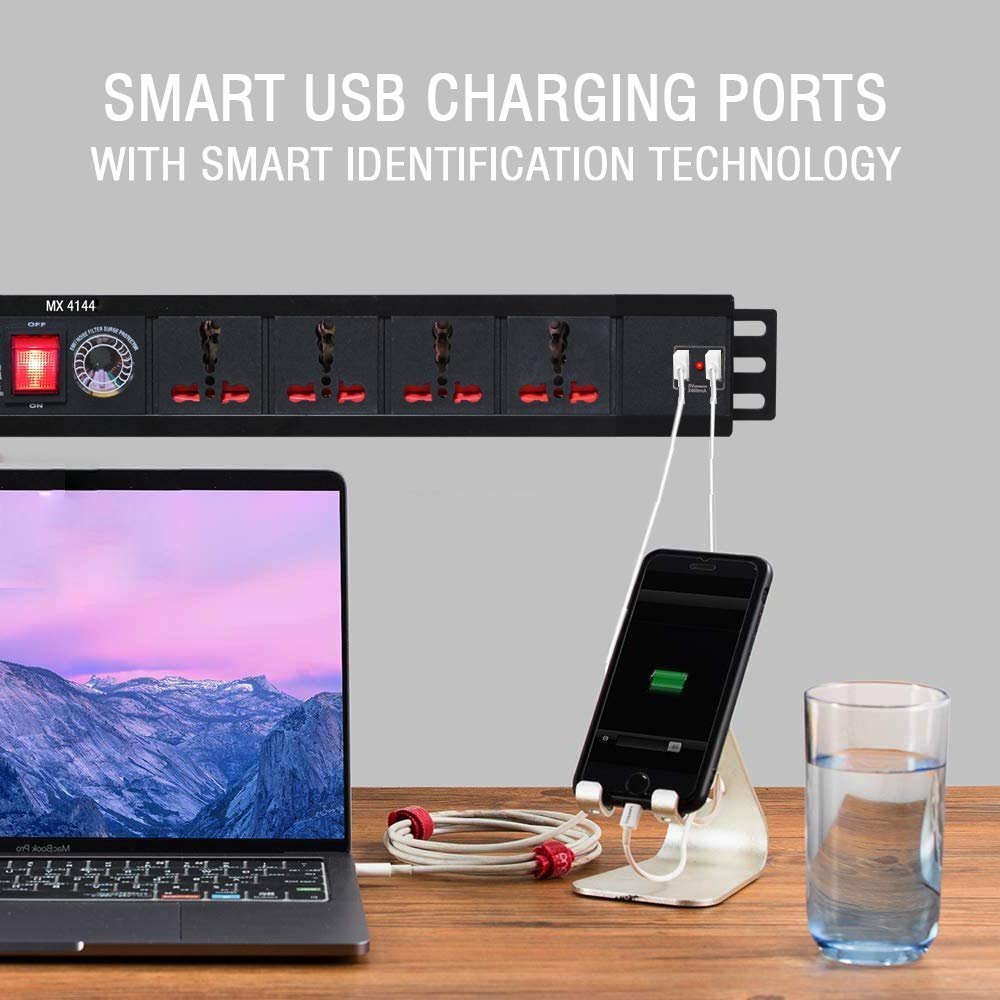 4 Socket Surge Protector (16A) with 2 USB Ports (2.1A) – Child Safety Shutters, Overload Protection, 3m Heavy-Duty Cord – Universal Extension Board for High-Load Appliances - Image 5