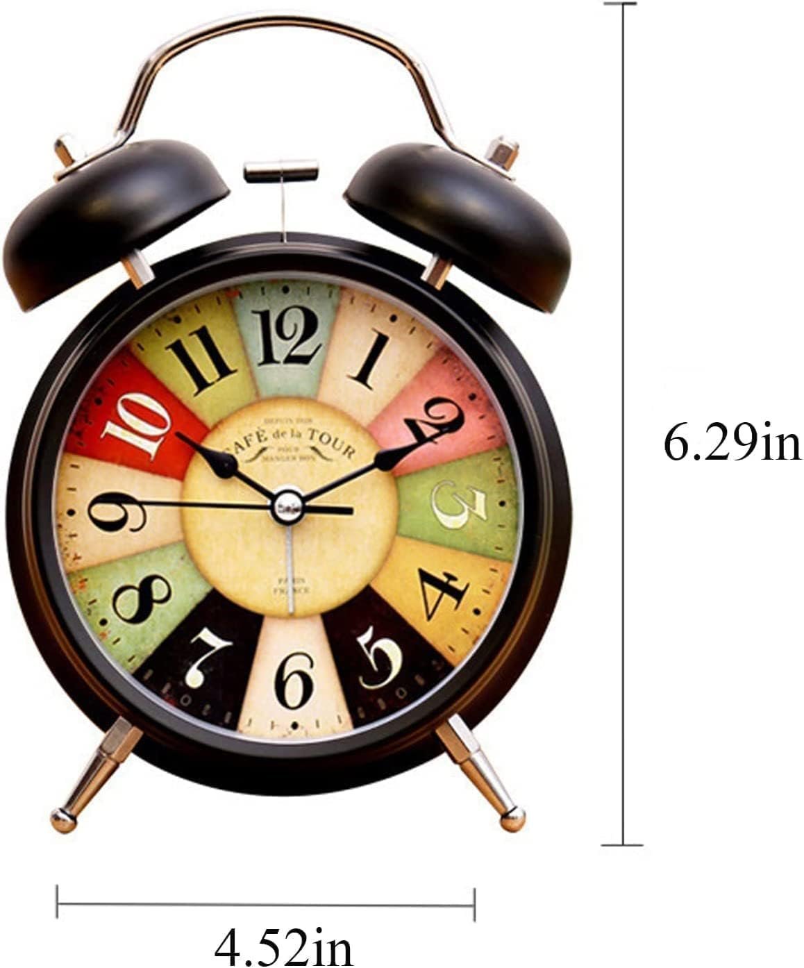 Analog Alarm Clock with Super Loud Twin Bell | Retro Metal Table Clock with Night Light & Luminous Dial | Bedside Alarm Clock for Bedroom, Office & Study (Battery Not Included) (ANALOG BLACK) - Image 2