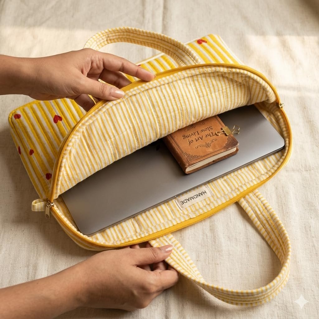 Laptop Bag/Sleeve/Case/Cover with Handle and Padding – Yellow - Image 2