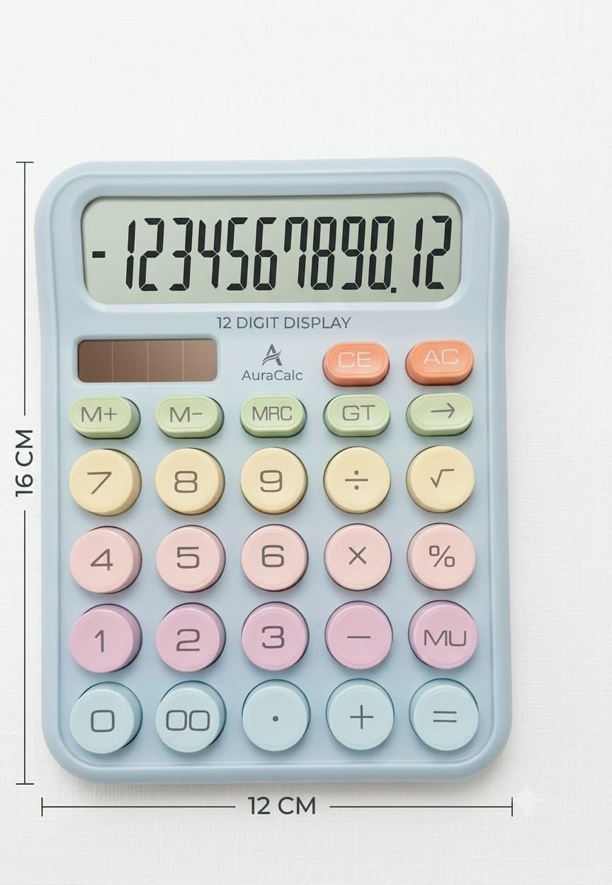 Chhavi's Digital Electornic Calculator with Large LCD Display, Big Easy-Press Buttons, Colorful Candy Design, Auto Sleep Function & Battery Included for Office, School & Home Use (Blue) - Image 2