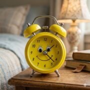 Smiley Face Twin Bell Alarm Clock Yellow Analog