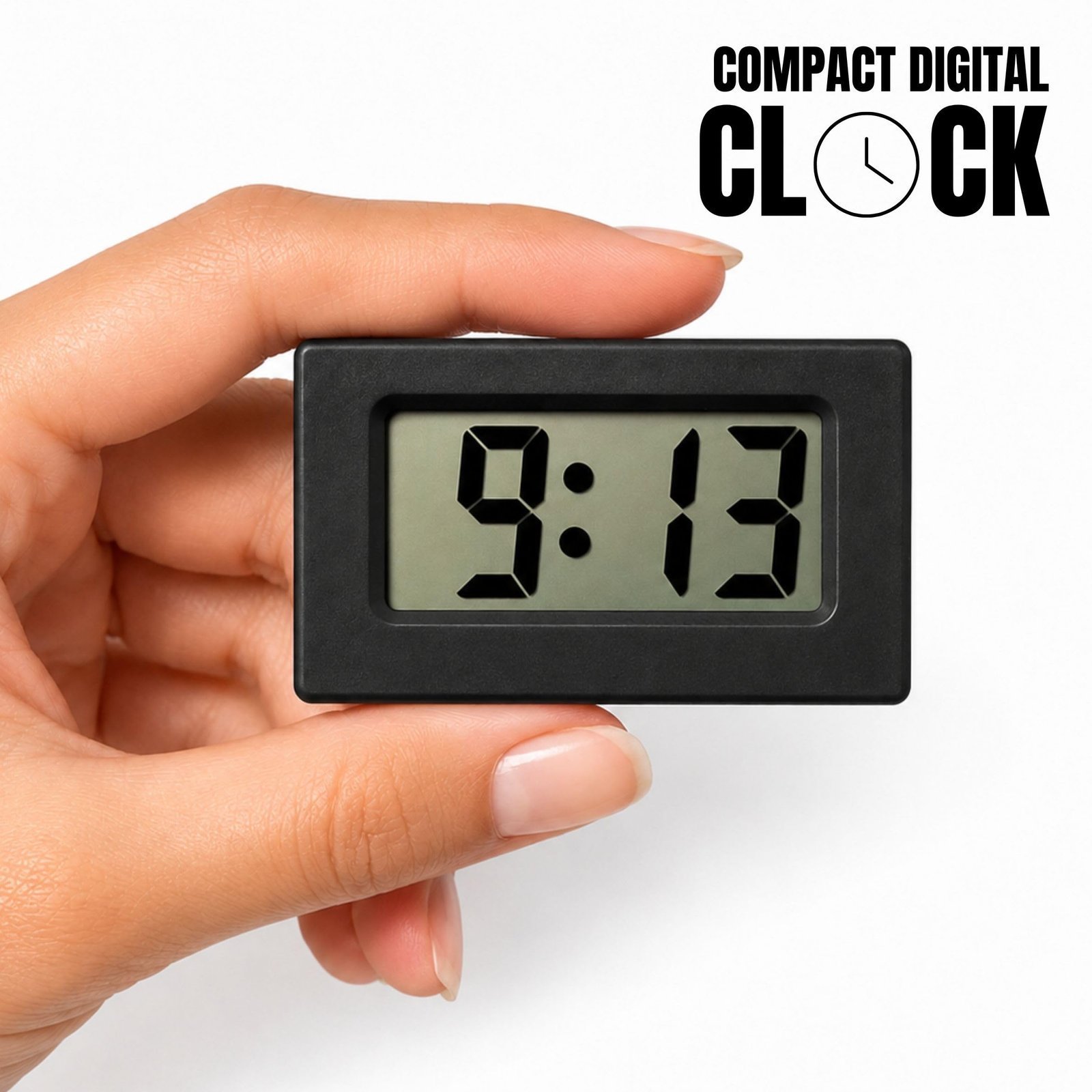 Compact Mini Digital Clock for Car Dashboard & Desk Portable LCD Timepiece for for Car Interior, Bedside Table, Office Desk & Travel (Black) - Image 4