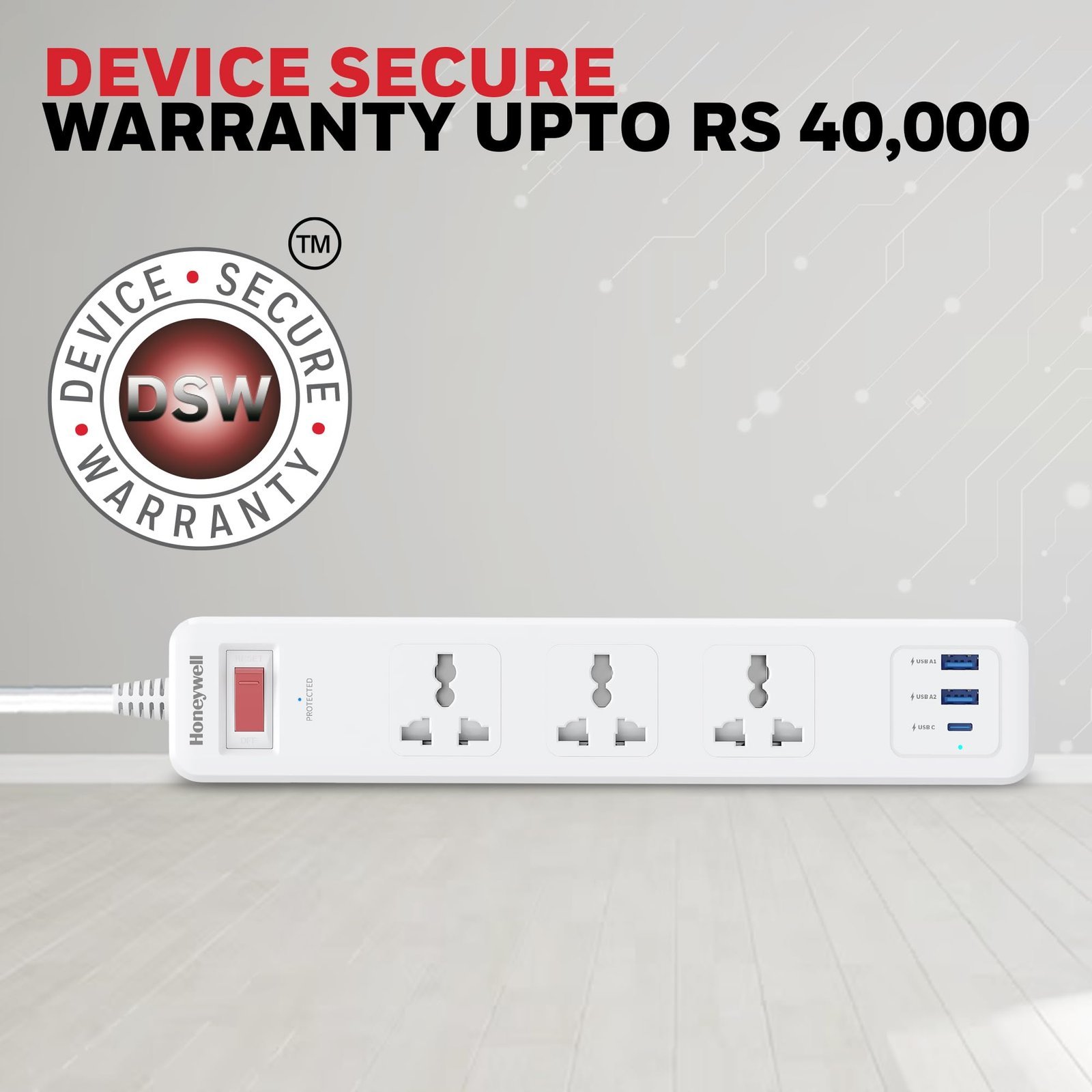 3 Out Surge Protector with Master Switch, Spike Guard/Extension Board, 3 Outlet, PD20W & 2xUSB, 13500Amp, 1.8 Meter Cord, DSW, Automatic Overload Protection, 3 Years Manufacturer Warranty - Image 8