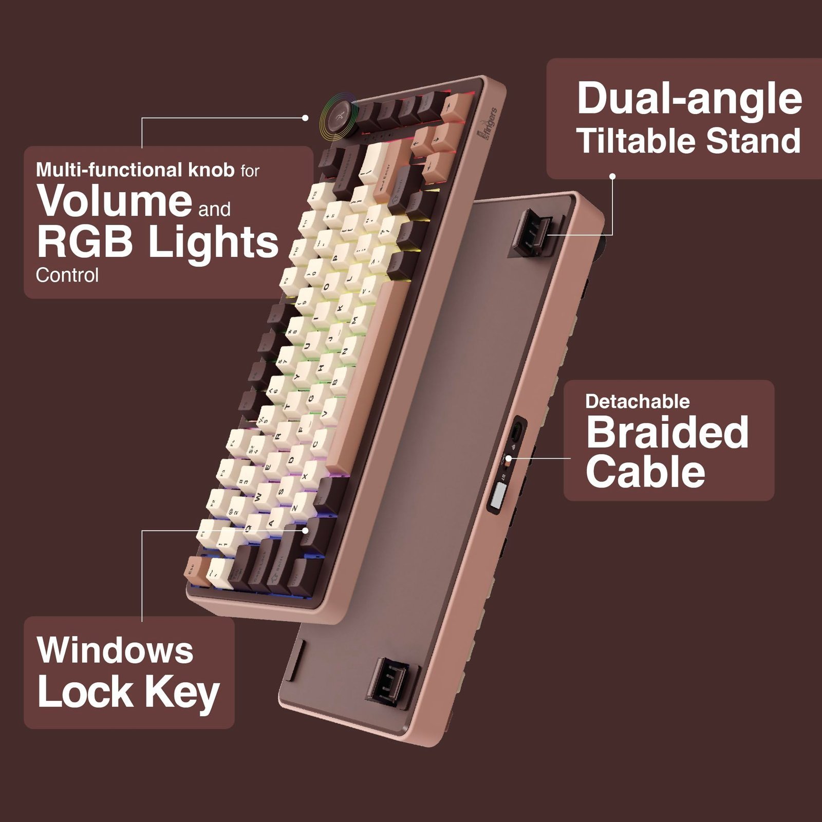 Lethal-GK1 Mechanical RGB Gaming Keyboard with Multi-Function Knob - Image 8