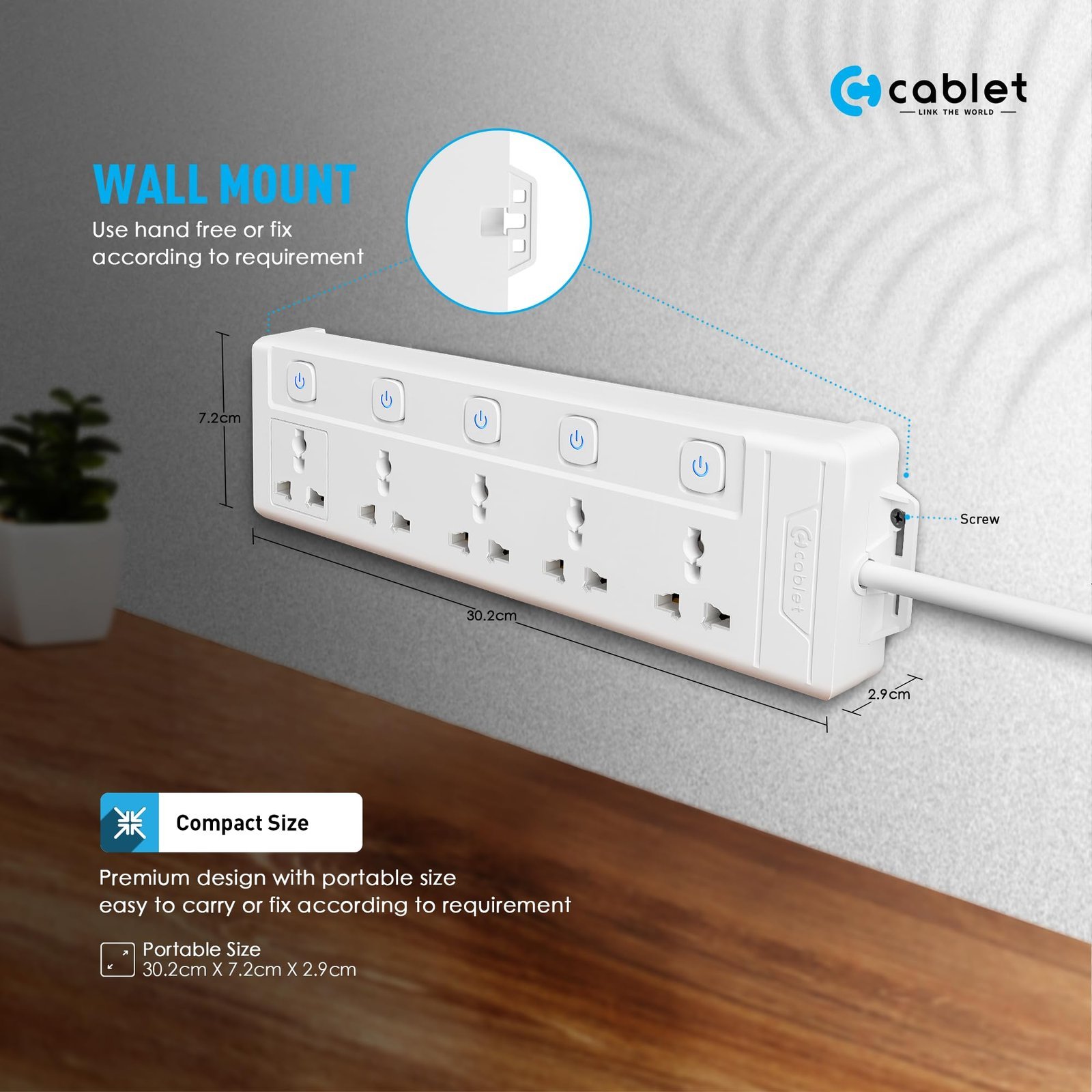 Extension Board 2500W 10A | 5 Universal Multi Plug Socket with Individual Switches | 4.5 Meter Heavy Duty Cord | LED Indicator, Power Strip & Spike Guard for Home & Office Use - Image 7
