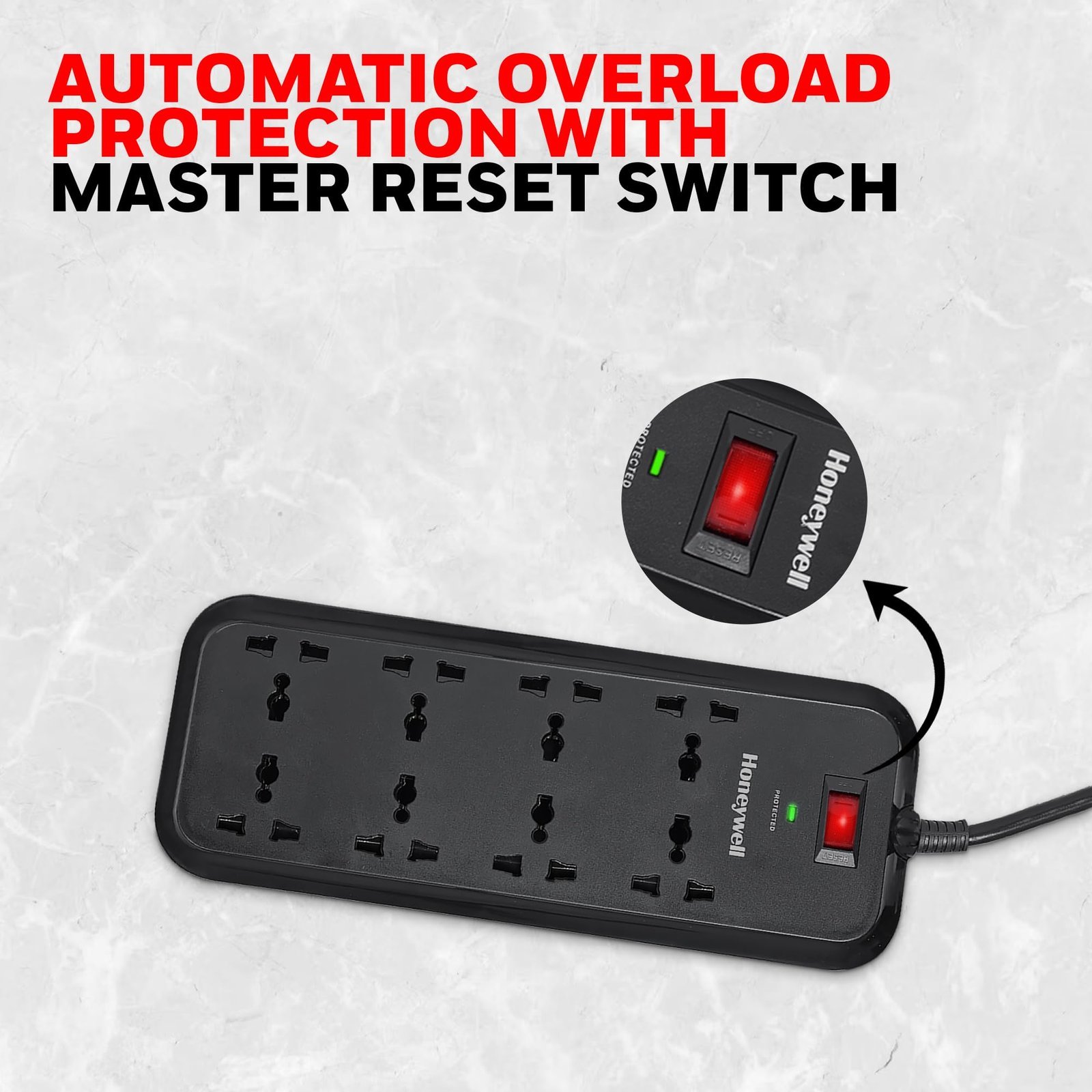 Surge Protector, 8 Universal Sockets,20000Amp, 2 Meter Cord, Device Secure Warranty,Automatic Overload Protection,Spike Guard/Extension Board,Master Switch,3Year Manufacturer Warranty - Image 7