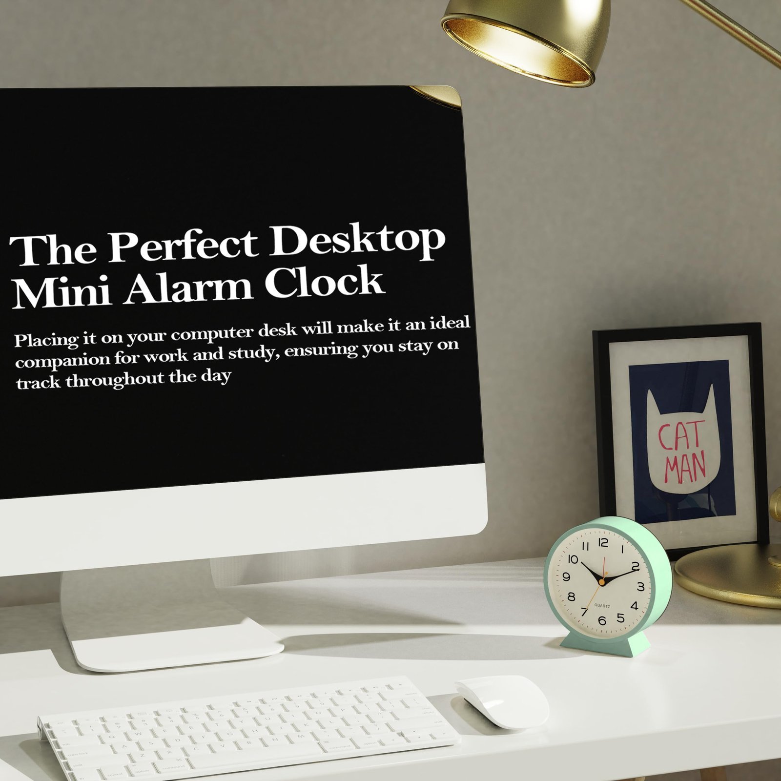 ® 4.5" Analog Alarm Clock, Metal Desk Table Clock with Light, Green - Image 4