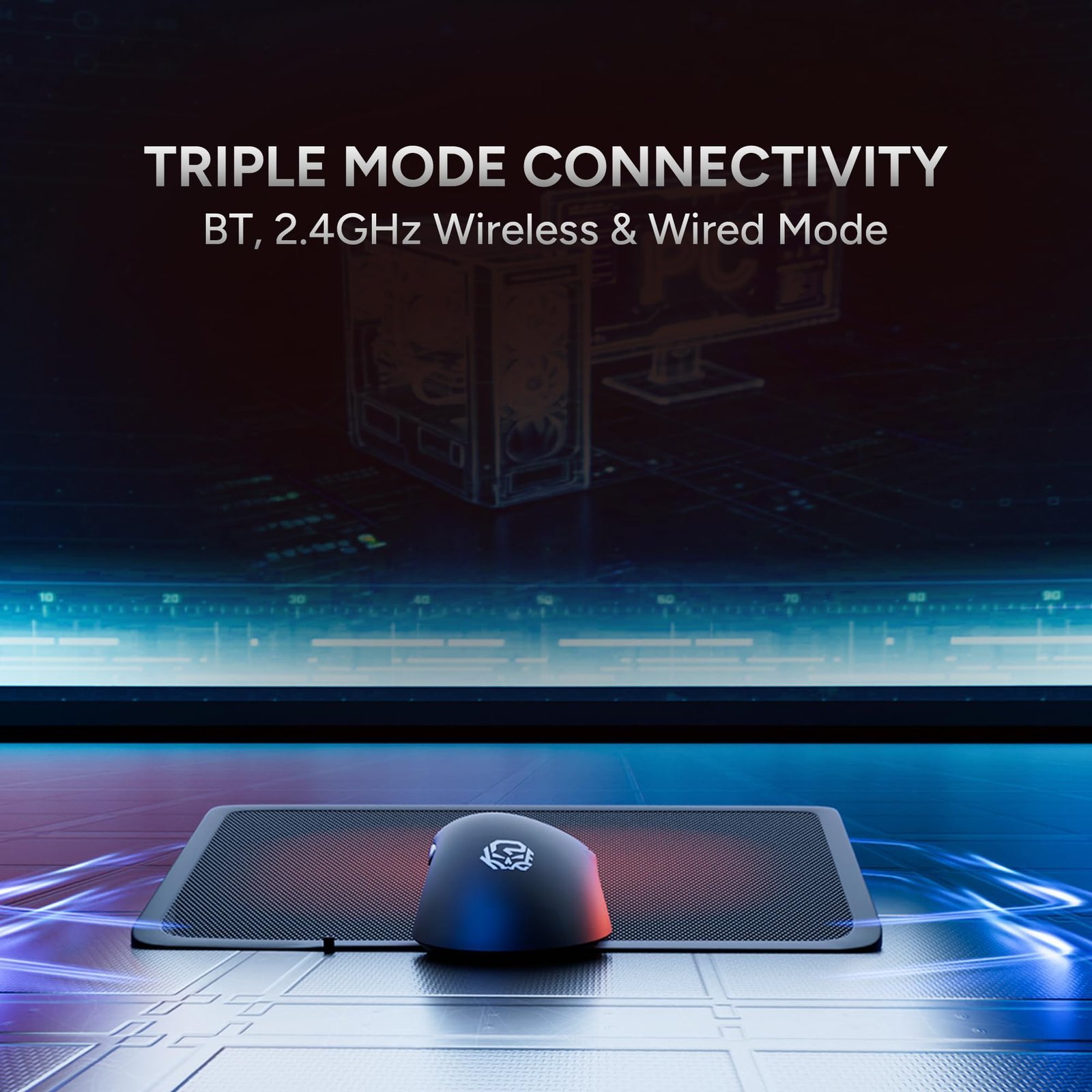 by EVM Blink Tri-Mode Wireless RGB Gaming Mouse | Pixart 3311 Sensor | 16000 DPI | 60g Lightweight | BT + 2.4G + Wired | Advance Software | 1000Hz Polling | Win/Mac | White | 2 Years Warranty - Image 2