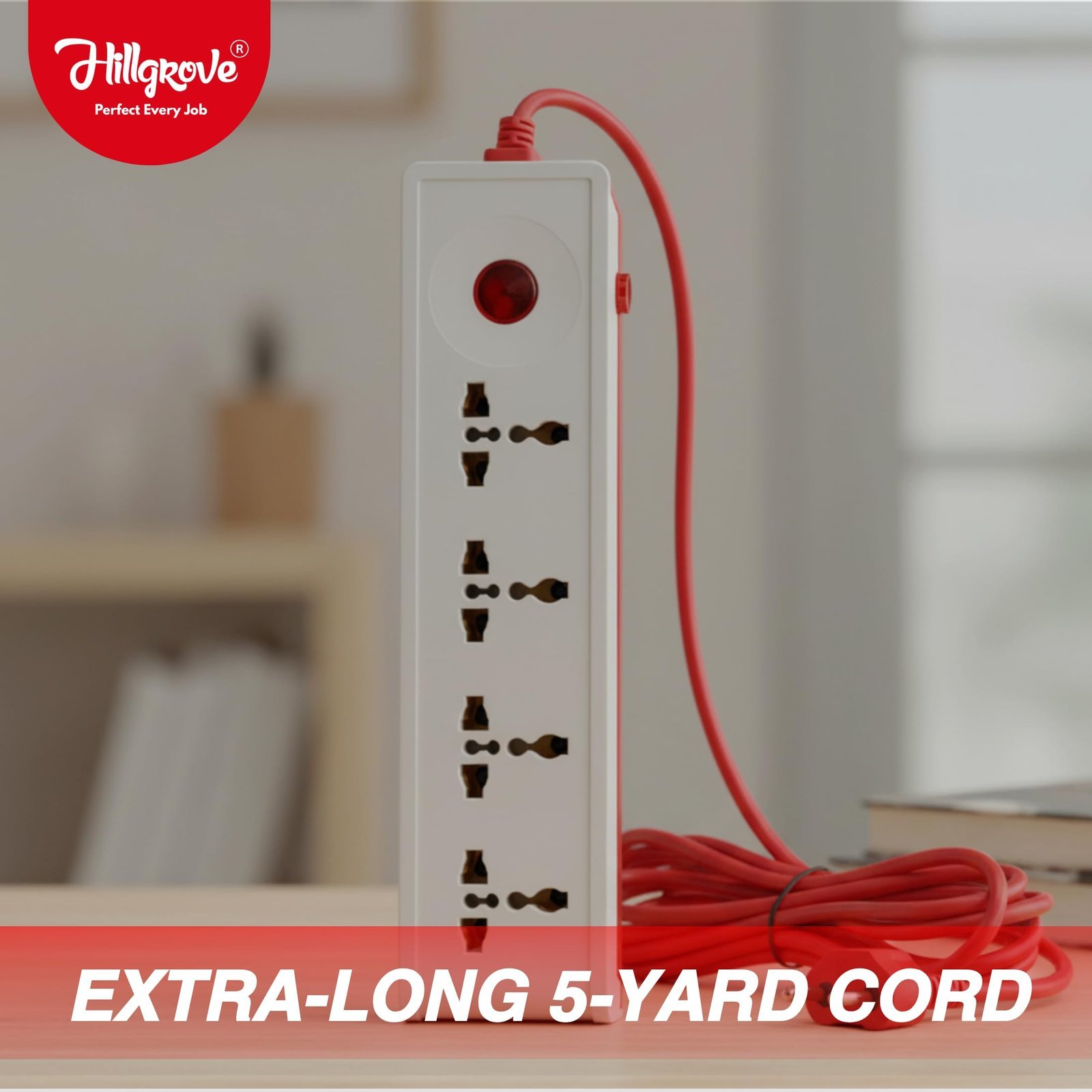 5 Meter Long Cable Power Extension Board with 4 Universal Socket and 1 Switch Surge Protector Board for Computer/Laptop/Fridge 4 Socket Extension Boards (White) - Image 5