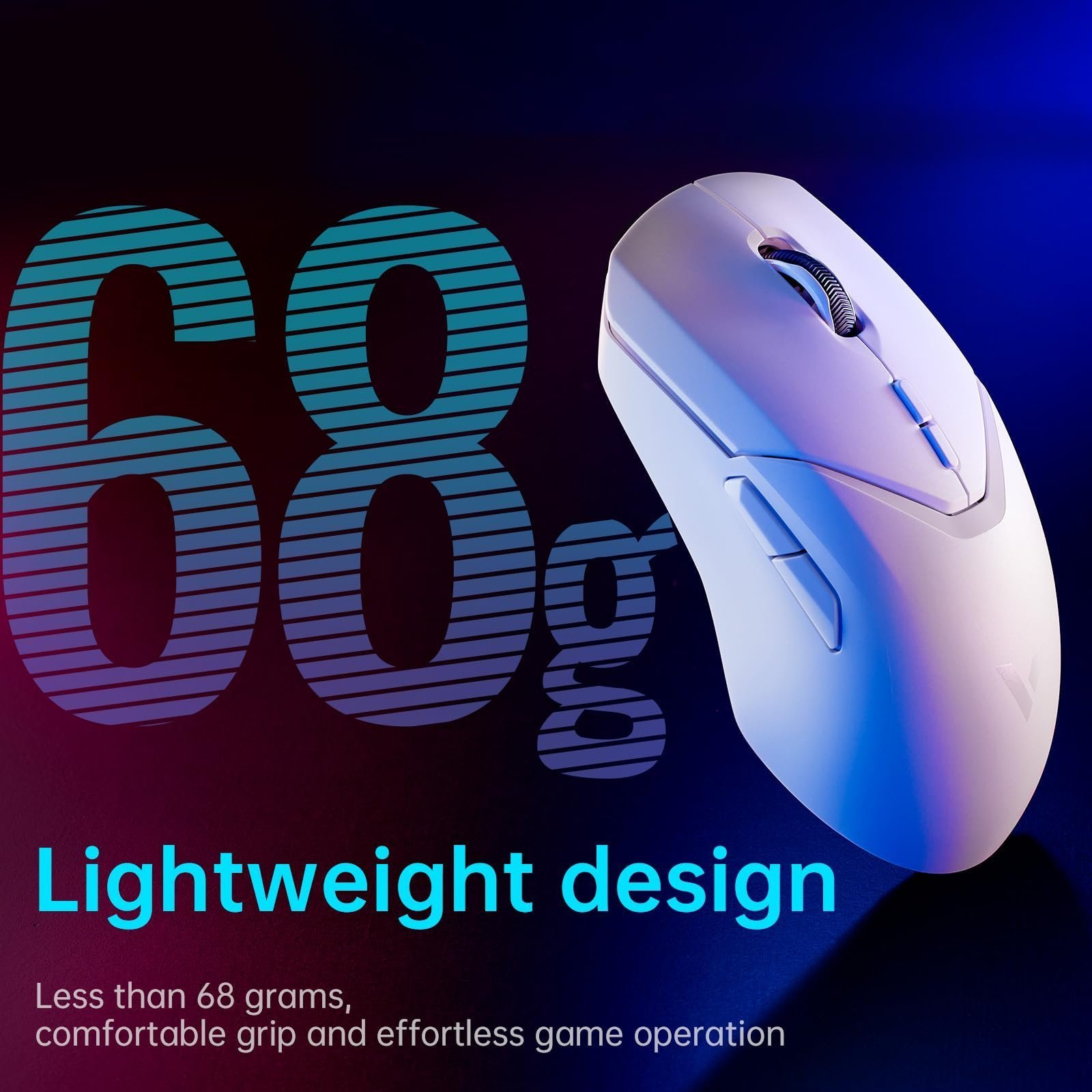 VT9PRO - 68g Ultra Lightweight Wireless Gaming Mouse, Upto 26000K DPI, 1K+4K Polling Rate, PAW 3398 Esports Sensor, 1ms Response,10 Buttons & 160 Hr Battery Life, Onboard Memory - White - Image 3