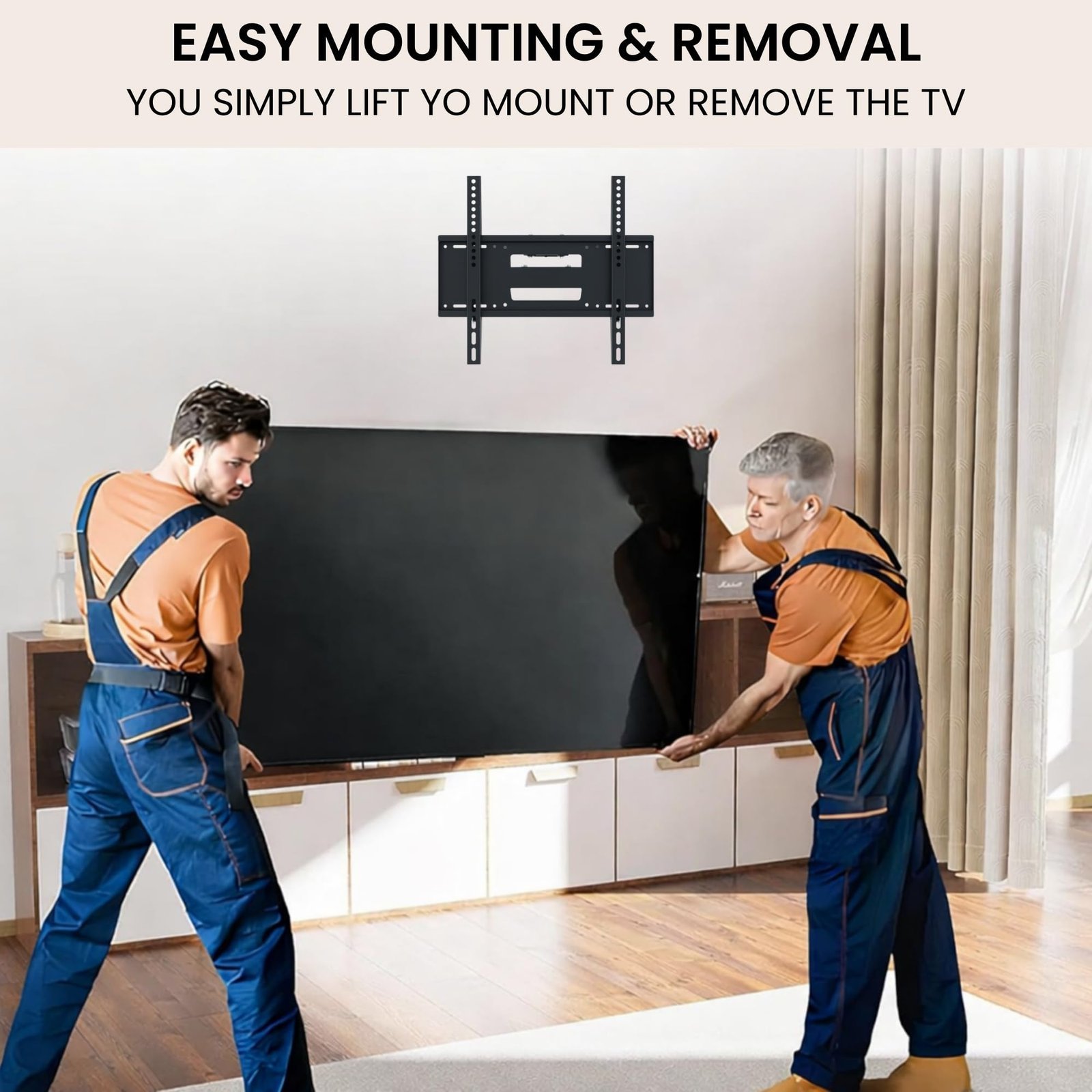 Tv Stand Wall | Movable Tv Wall Mount | Heavy Duty Metal Mount Bracket for 23–55 Inch LED/LCD/OLED Monitor | Full Motion Swivel ±180° Extendable Space Saving Design - Image 4