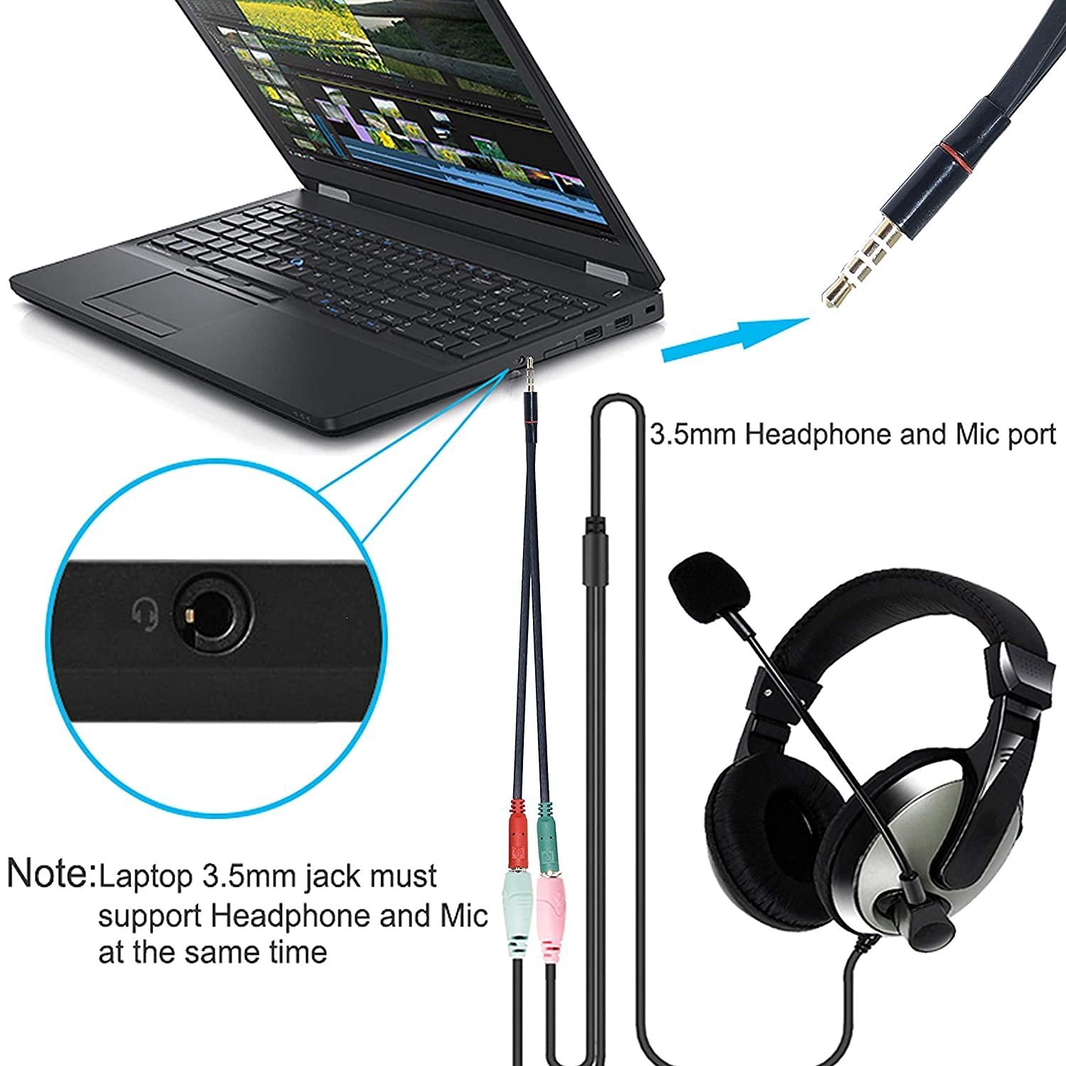 1 Male to 2 Female 3.5mm Audio Jack to Headphone Microphone Splitter Converter Adaptor Cable(Specially Design for Mobile and Tablet Only) - Image 5