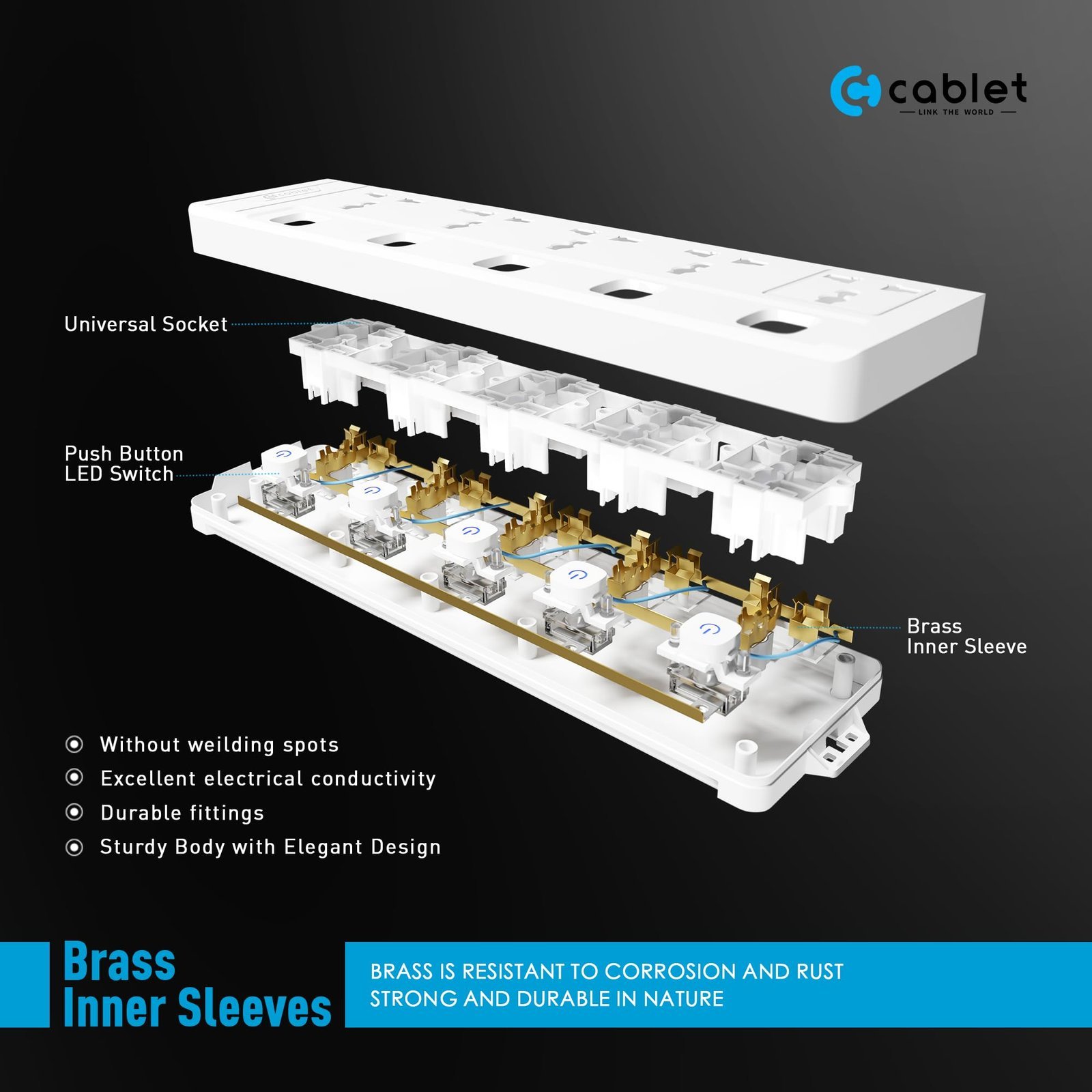 Extension Board 2500W 10A | 5 Universal Multi Plug Socket with Individual Switches | 4.5 Meter Heavy Duty Cord | LED Indicator, Power Strip & Spike Guard for Home & Office Use - Image 3