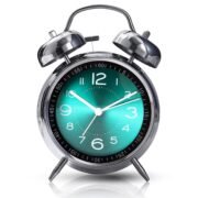 Super Loud Alarm Clock for Heavy Sleepers,4 inches Twin Bell Alarm Clock with Backlight,Battery Operated,Silent Non Ticking,for Kids,Adults,Bedrooms,Retro Decor Desk Analog Clocks. (Green)