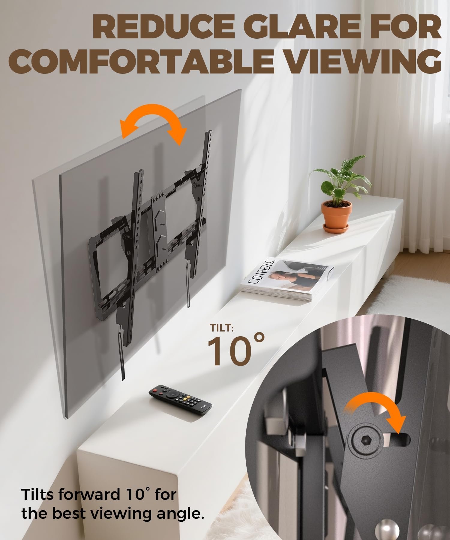 TV Wall Bracket 43-75 Inch, Slim Heavy Duty Tilt TV Mount - Image 6