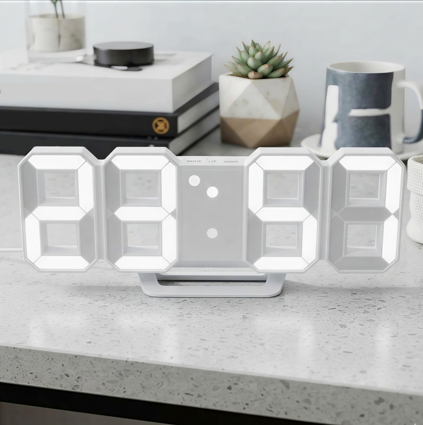 Acrylic Digital LED Display Number Clock Works On Electricity Table Wall Hanging Alarm Clock | Digital Alarm Clock Table Office Clock 12 Cm X 12 Cm
