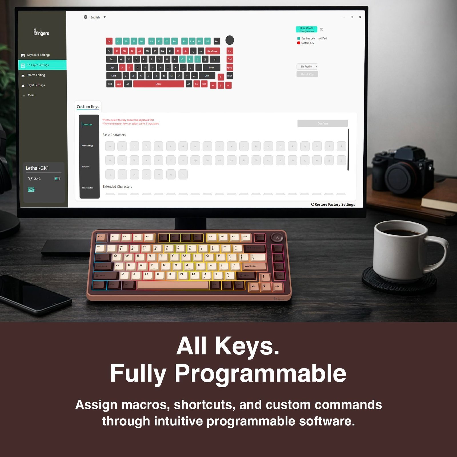 Lethal-GK1 Mechanical RGB Gaming Keyboard with Multi-Function Knob - Image 9