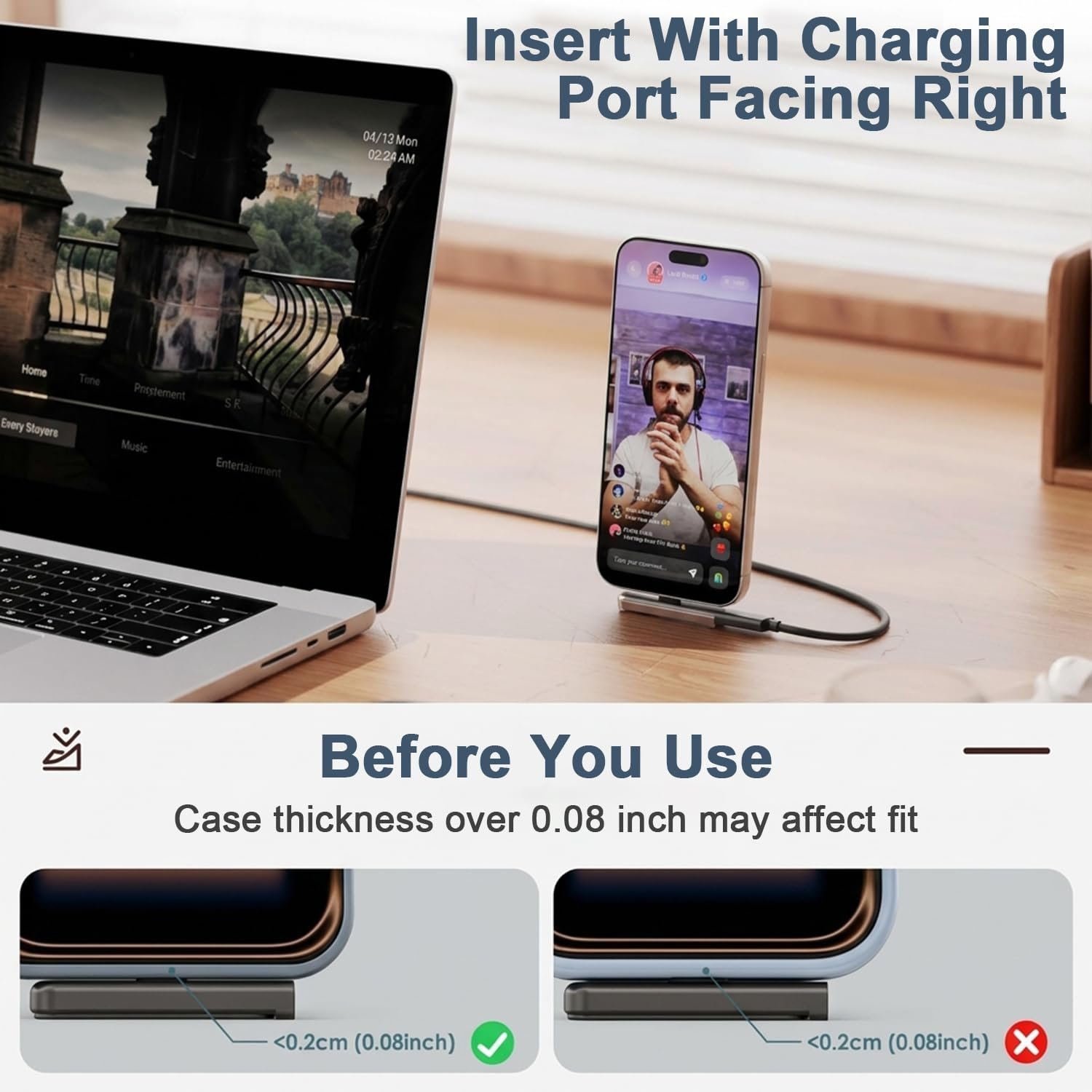 ® 2 in 1 Type C Connector with Phone Stand, PD 240W USB C Adapter - Image 5