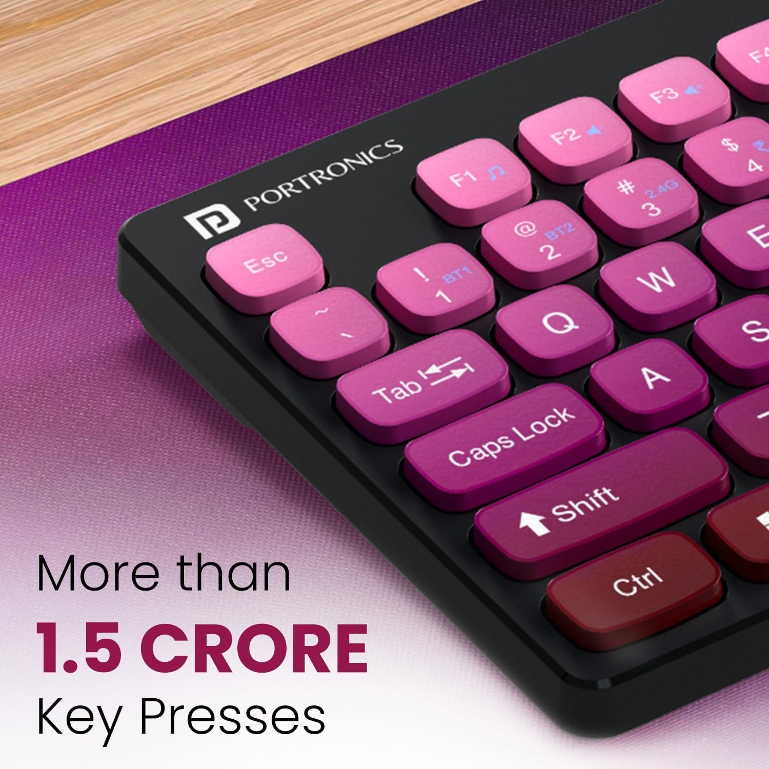 Bubble Multimedia Wireless Keyboard 2.4 GHz & Bluetooth 5.0 Connectivity, Noiseless Experience, Compact Size for iOS iPad Air, Pro, Mini, Android, Windows Tablets PC Smartphone(Purple) - Image 6