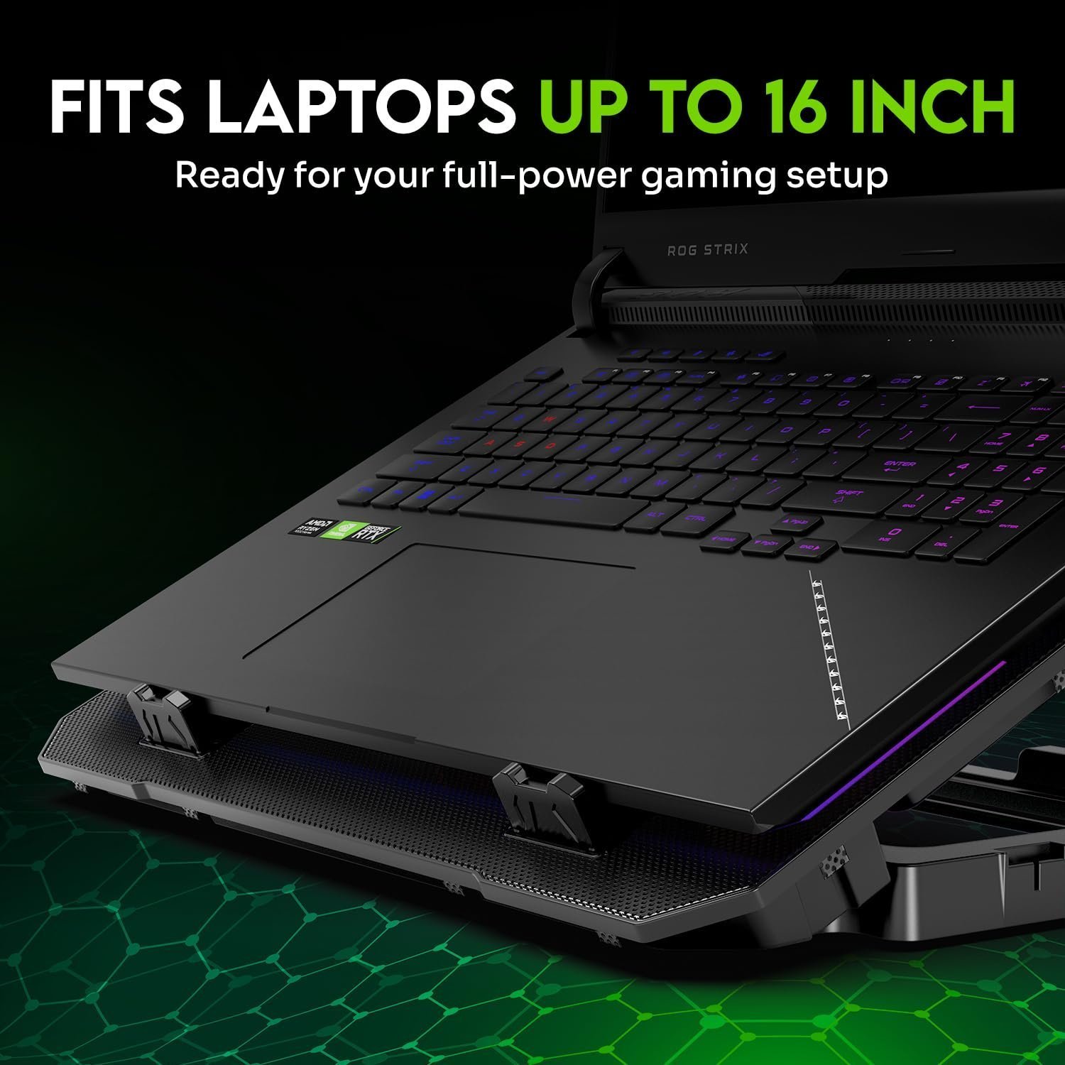 Airflow X10 Gaming Laptop Cooling Pad with Dual 125mm RGB Fans 900–1300 RPM | Up to 90.5 CFM Airflow | 4-Level Adjustable Stand | Dual USB Ports | Low Noise 30dB | Supports Laptops up to 16" - Image 5