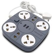Extension Board with USB Port (Grey, 10 Meter)