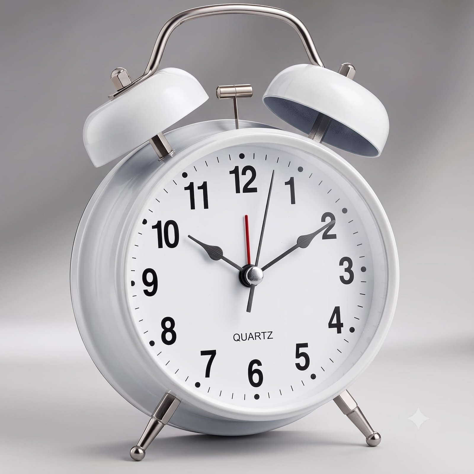 Vintage Twin Bell Alarm Clock with Night Light Loud Alarm Silent Non Ticking Quartz Movement Battery Operated Retro Desk Table Clock for Bedroom Home Office (Midnight White) - Image 7