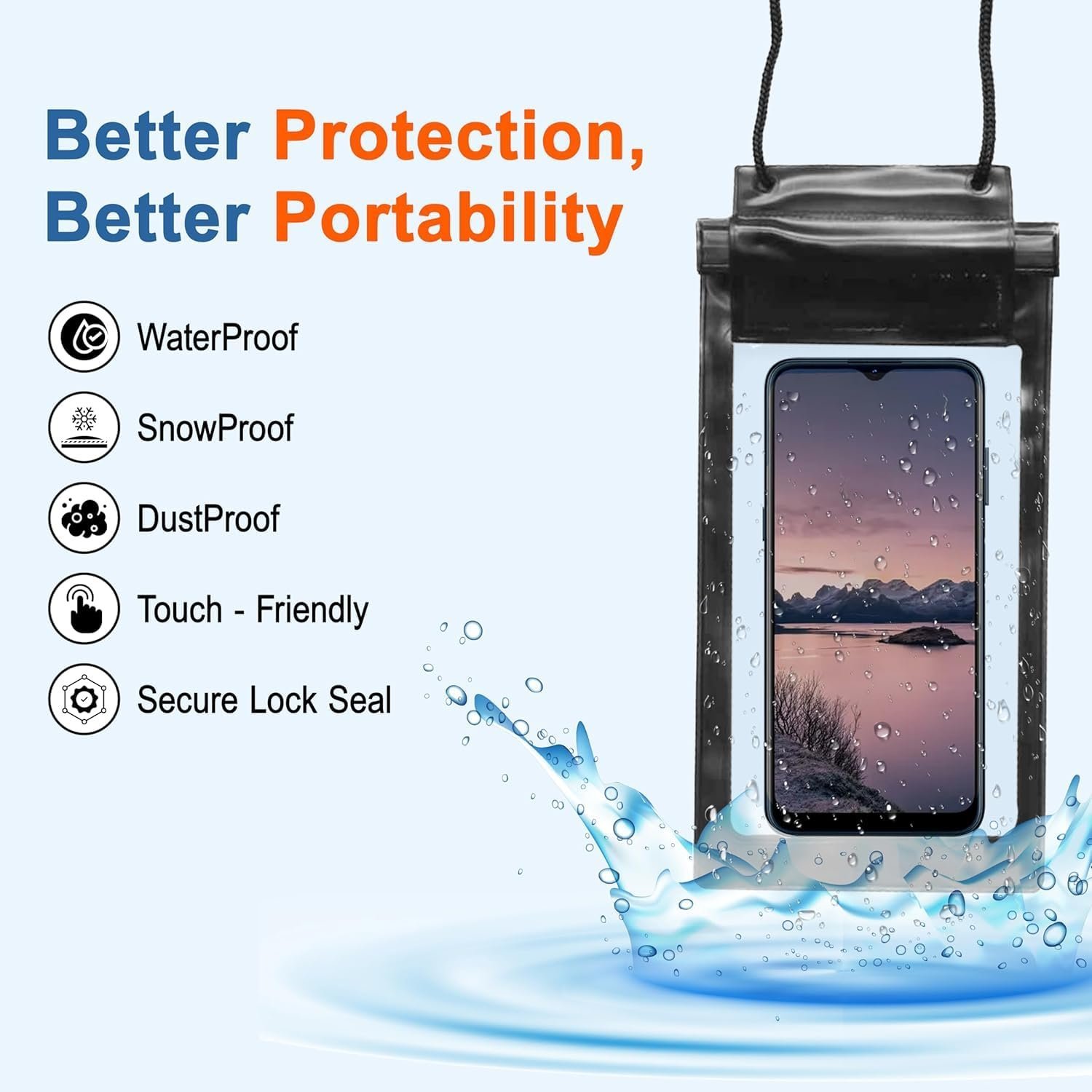 Pack of 1 Waterproof Clip Lock Design Mobile Pouch with Hanging Strap Rain Pouch Suitable for Smartphones Size Upto 6.5 Inches for Women and Men Rain Cover Multicolor (1) - Image 7