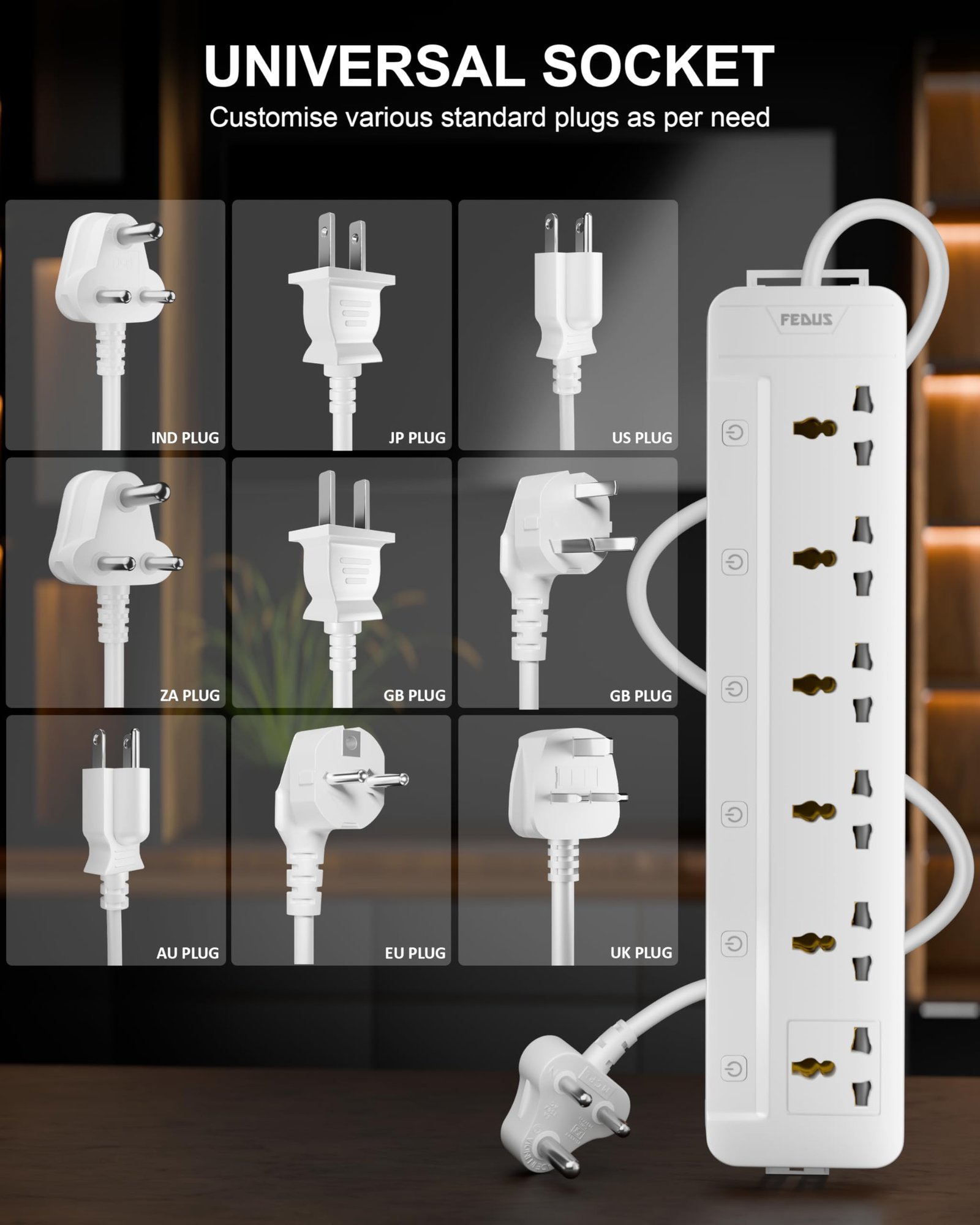 Surge Protector, 6 Universal Sockets with Individual Switch, 10 Meter 32 Feet Long Cable, Extension Board Cord, Automatic Overload Protection, Fireproof Power Strip Switch Board, Spike Guard - Image 9