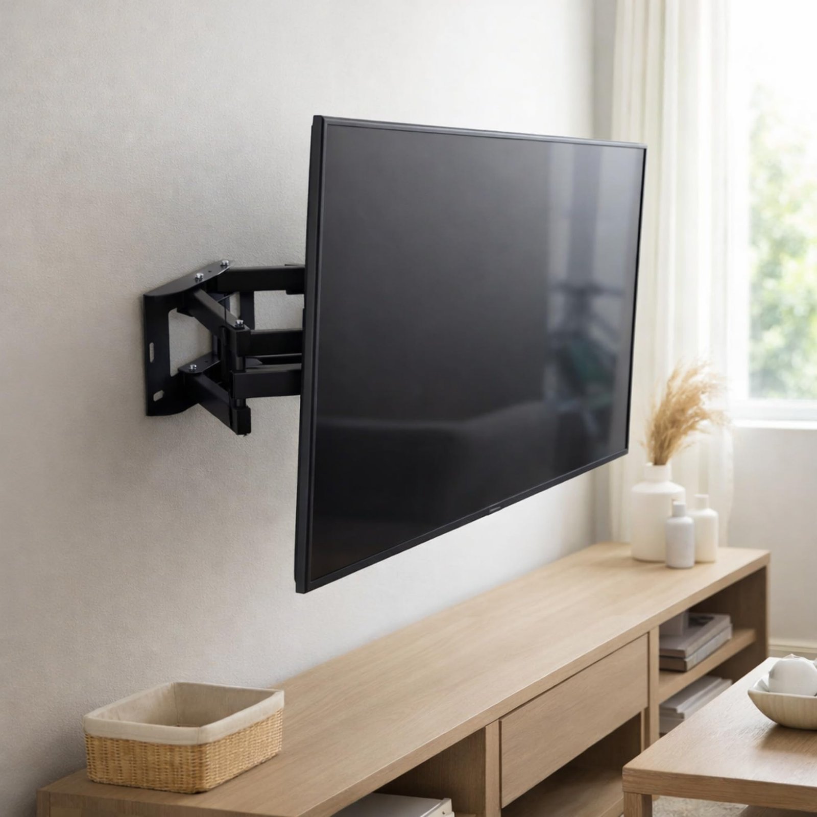 Tv Stand Wall | Movable Tv Wall Mount | Heavy Duty Metal Mount Bracket for 23–55 Inch LED/LCD/OLED Monitor | Full Motion Swivel ±180° Extendable Space Saving Design - Image 7