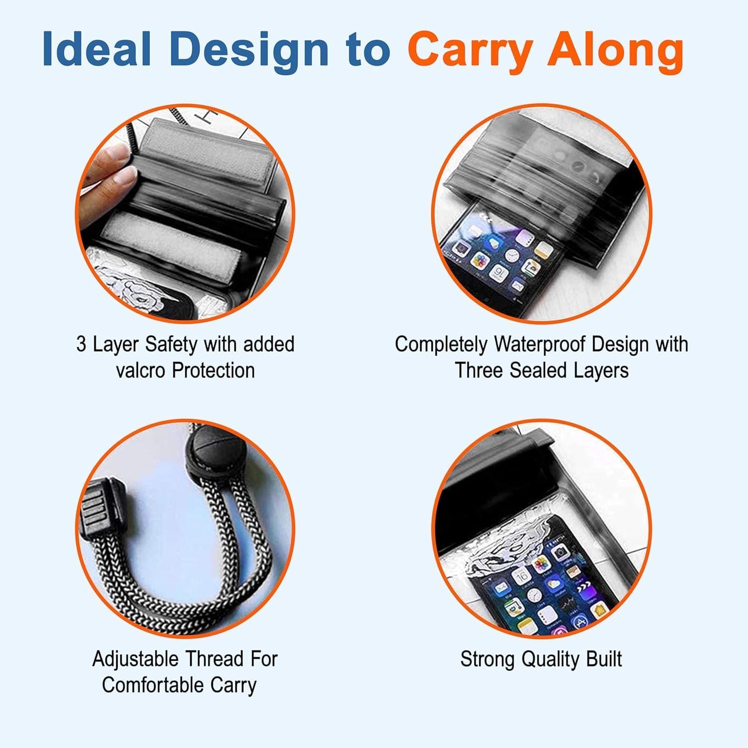 Pack of 1 Waterproof Clip Lock Design Mobile Pouch with Hanging Strap Rain Pouch Suitable for Smartphones Size Upto 6.5 Inches for Women and Men Rain Cover Multicolor (1) - Image 9