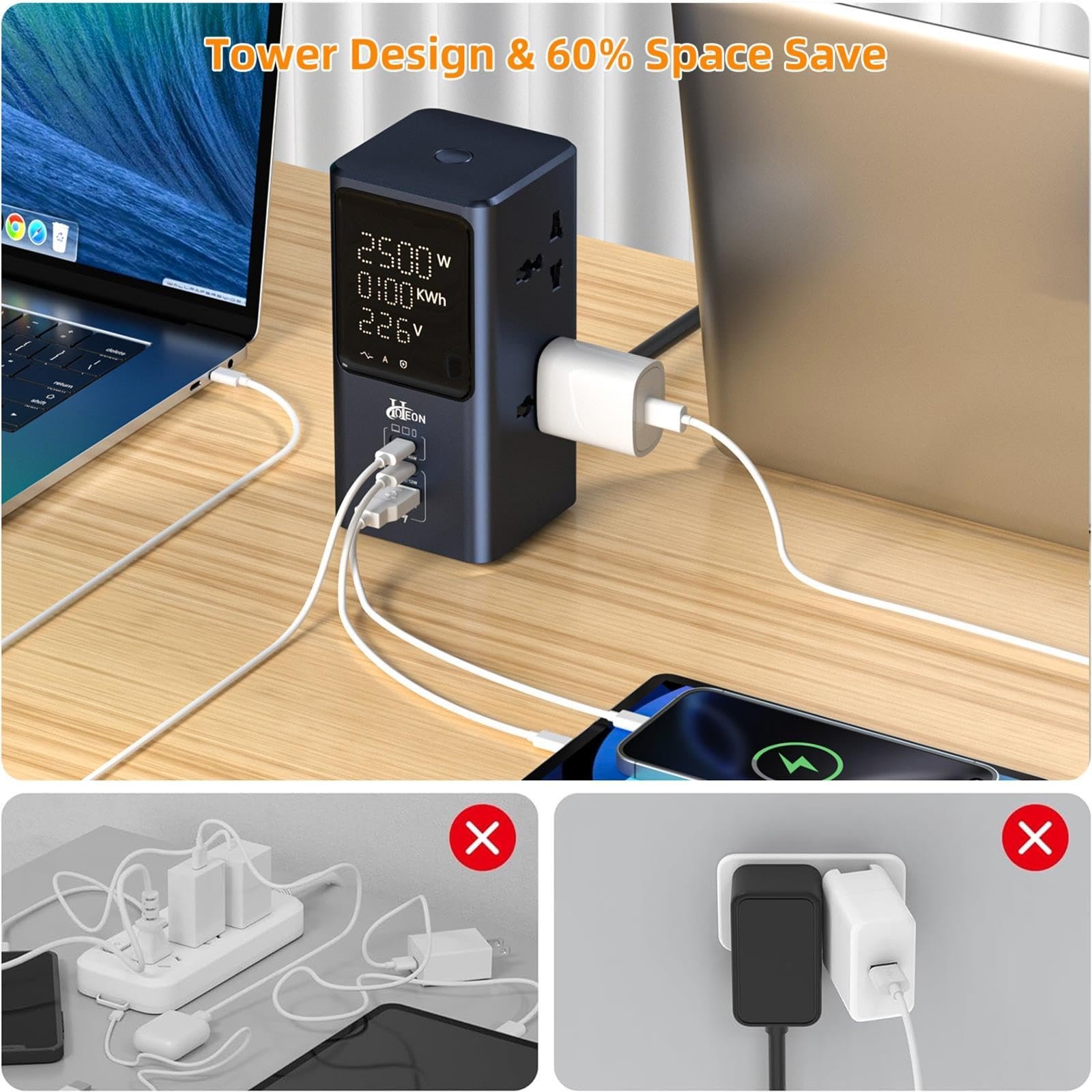 Tower Extension Board Surge Protection, 45W Type C Fast Charge (GaN) - Image 5