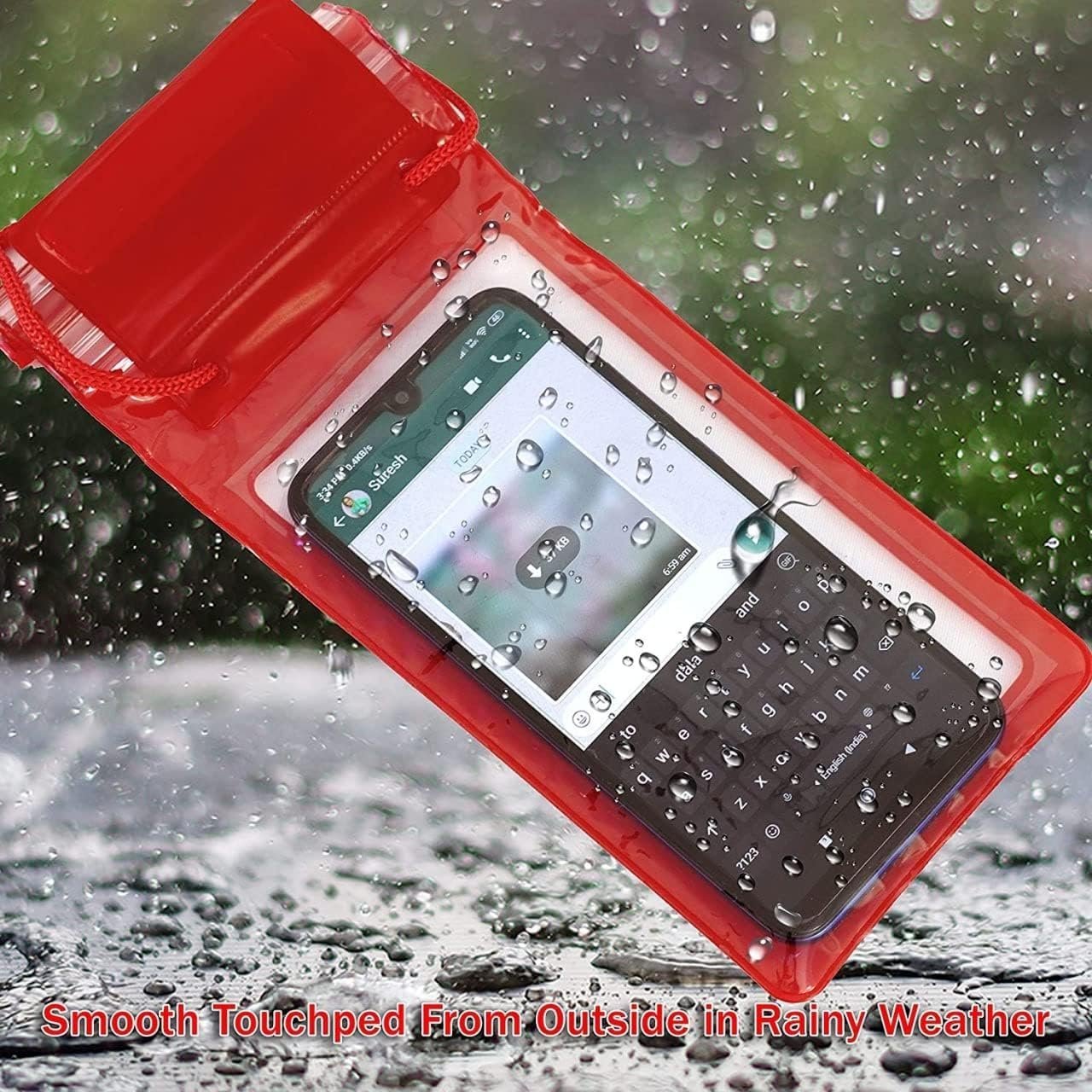 Pack of 1 Waterproof Clip Lock Design Mobile Pouch with Hanging Strap Rain Pouch Suitable for Smartphones Size Upto 6.5 Inches for Women and Men Rain Cover Multicolor (1) - Image 3