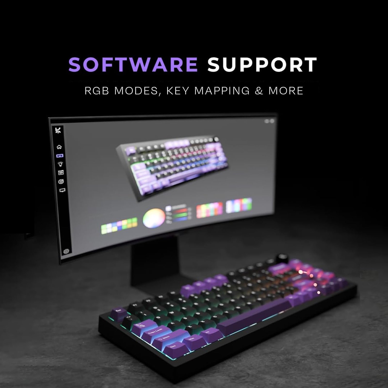 Swarm 75% Wireless Mechanical Keyboard with Pass-Through Keycaps, Advanced Web Software, Pre-lubed Switches, 5-pin Hot Swap PCB and 5 Layers Sound Absorption, Software Support - Image 7