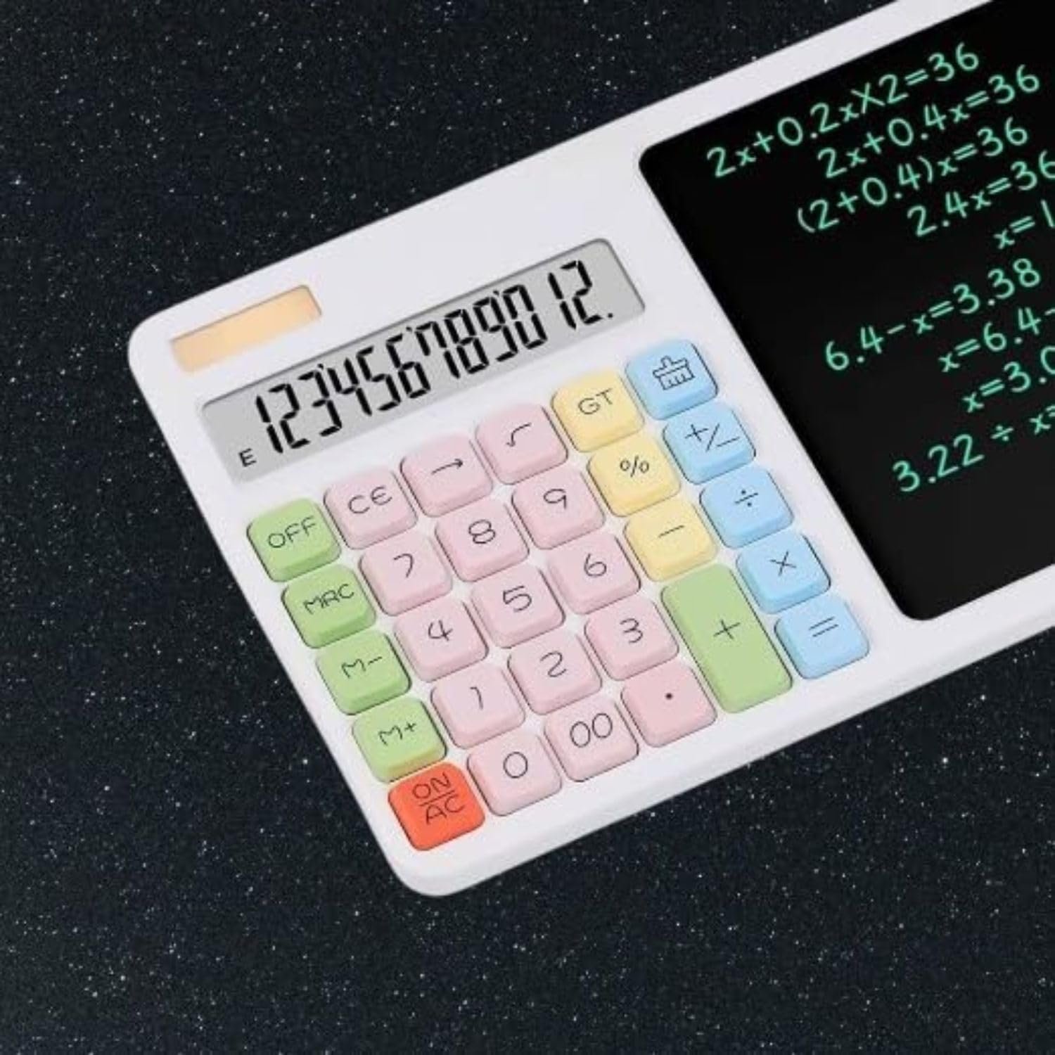 12-Digit Desktop Calculator with LCD Writing Tablet, Professional Dual Power Electronic Calculator with Stylus Pen for Office, School, and Business Accounting White - Image 4