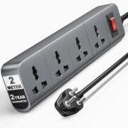 Surge Protector, 4 Universal Sockets with Individual Switch, 2 Meter 6.5 Feet Long Cable, Extension Board Cord, Automatic Overload Protection, Fireproof Power Strip Switch Board, Spike Guard