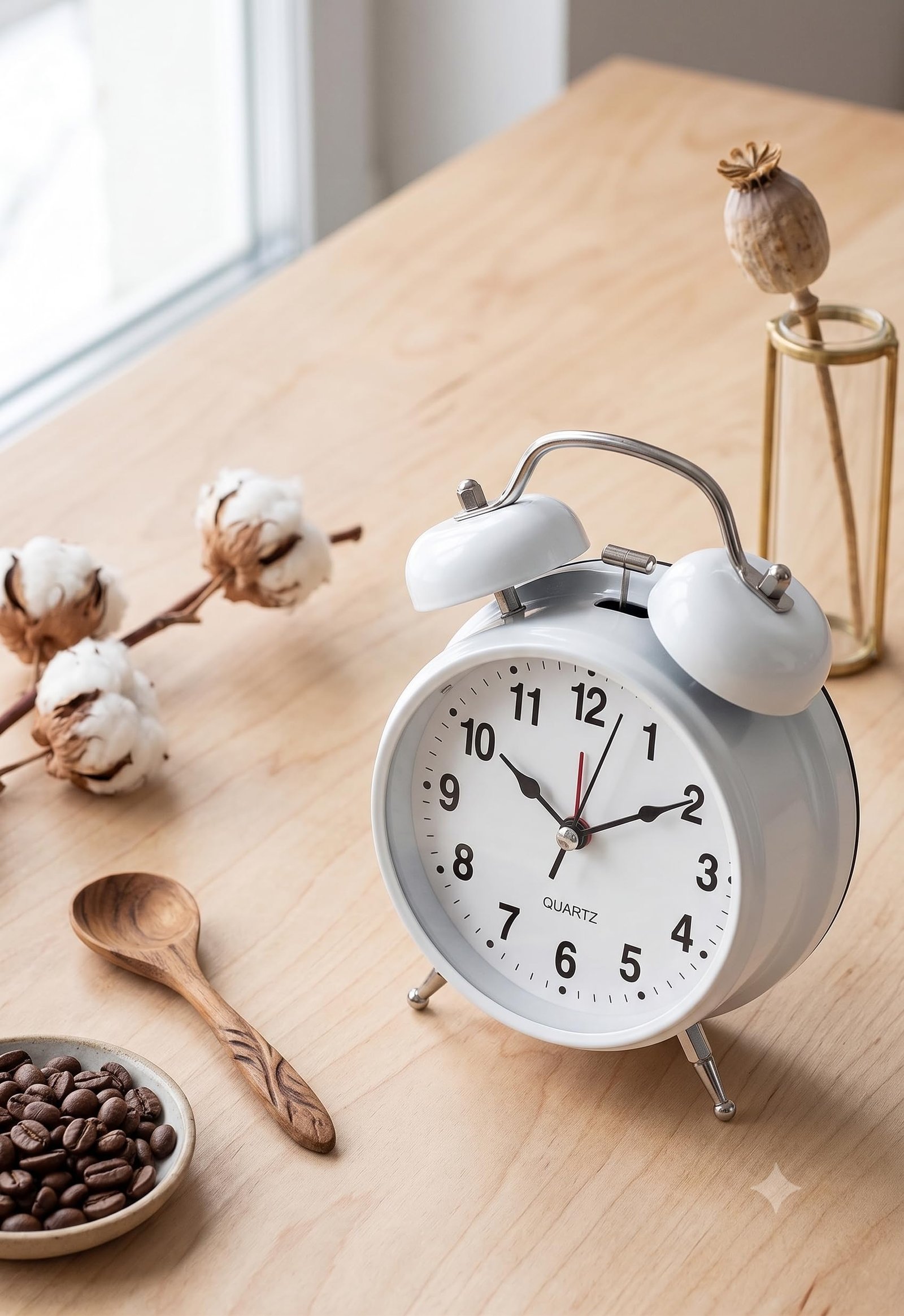 Vintage Twin Bell Alarm Clock with Night Light Loud Alarm Silent Non Ticking Quartz Movement Battery Operated Retro Desk Table Clock for Bedroom Home Office (Midnight White) - Image 3
