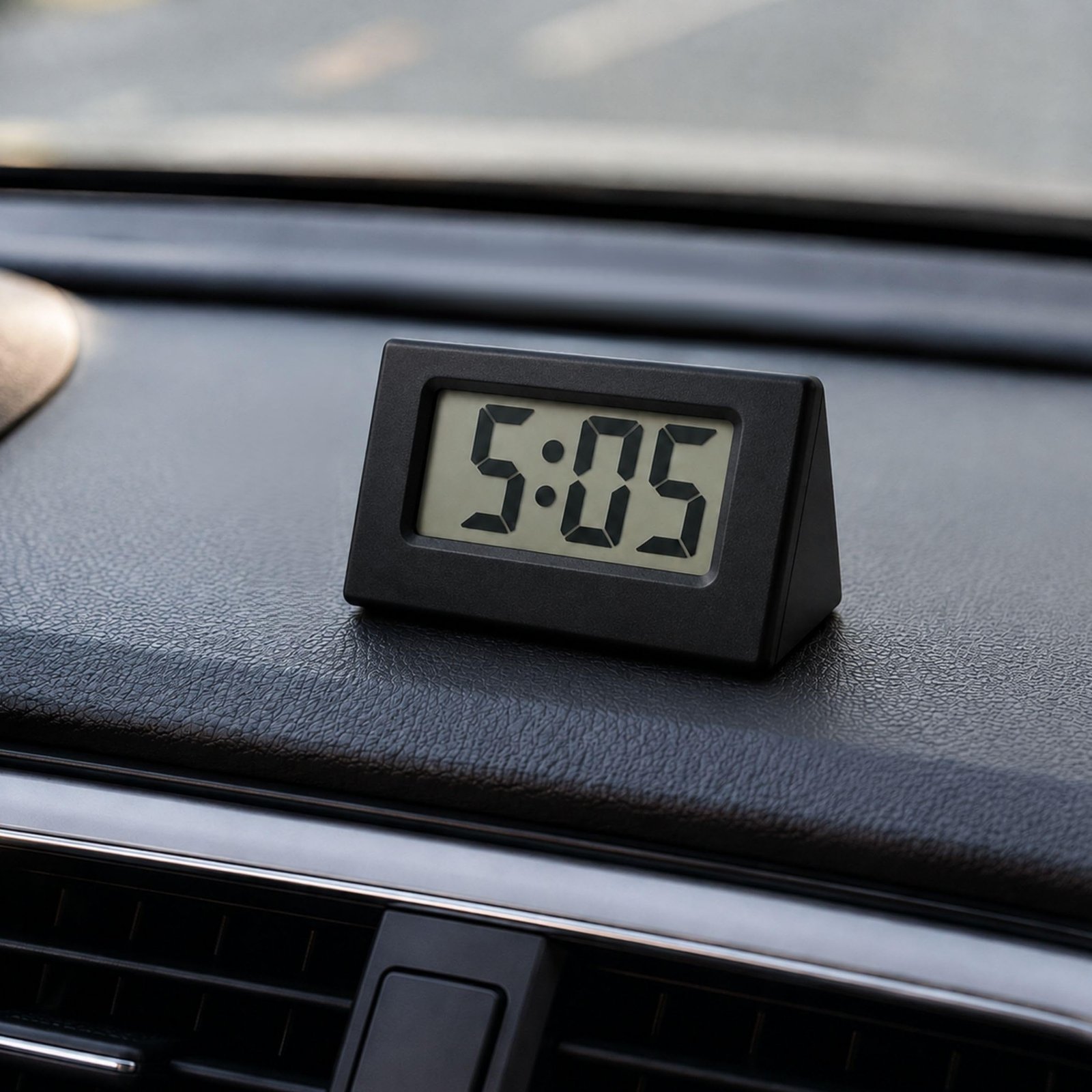 Compact Mini Digital Clock for Car Dashboard & Desk Portable LCD Timepiece for for Car Interior, Bedside Table, Office Desk & Travel (Black) - Image 2