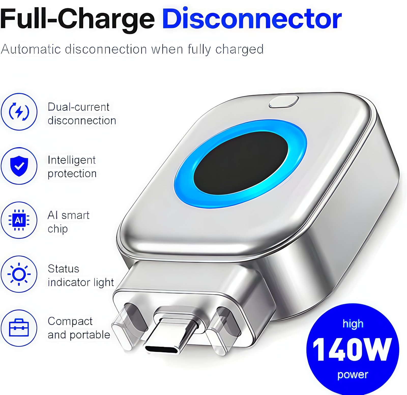 Smart Auto Cut Charging Adapter USB Type-C | Fast Charging Power Connector with Auto Power Cut | Universal Charging Protector for Smartphones, Tablets, Earbuds & USB-C Devices | Compact Portable Charger Accessory - Image 5