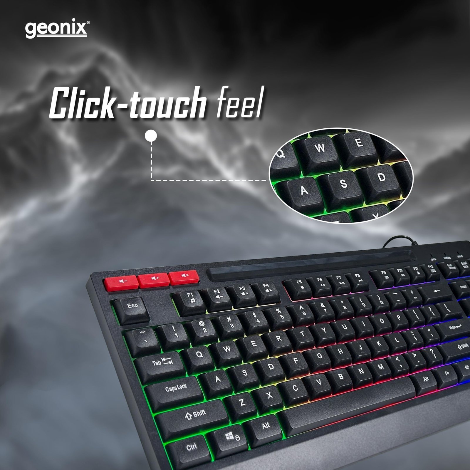 Cruiser K2 Multi Function Gaming Keyboard with 90 Keys Including 3 Dedicated Multimedia Keys, Rainbow Backlight, Spill Resistant, PVC Cable, Durable Body (Black) - Image 5