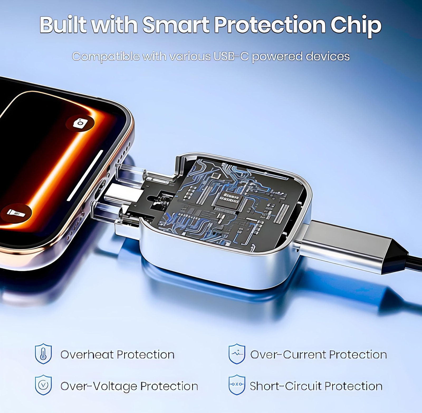 Smart Auto Cut Charging Adapter USB Type-C | Fast Charging Power Connector with Auto Power Cut | Universal Charging Protector for Smartphones, Tablets, Earbuds & USB-C Devices | Compact Portable Charger Accessory - Image 9