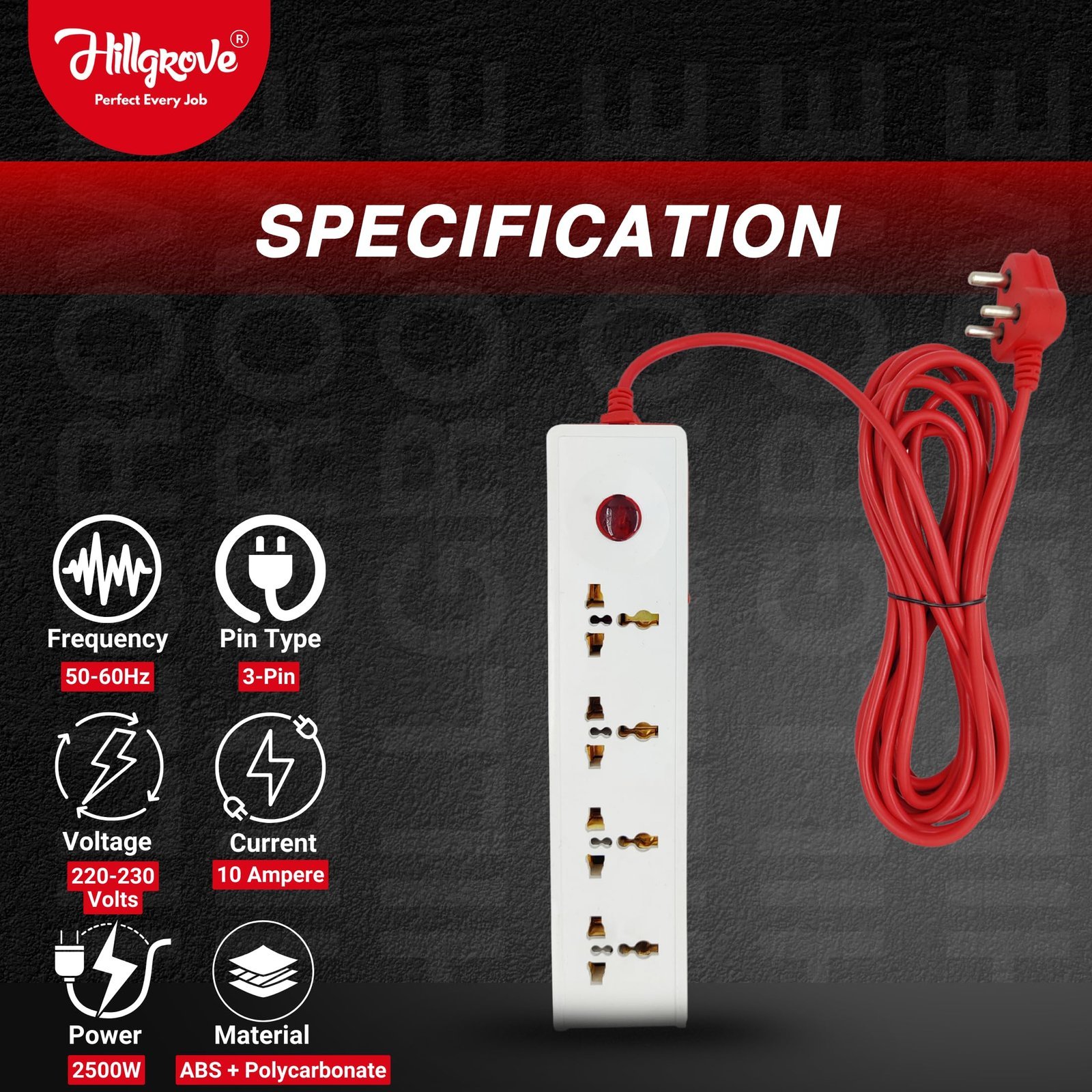 5 Meter Long Cable Power Extension Board with 4 Universal Socket and 1 Switch Surge Protector Board for Computer/Laptop/Fridge 4 Socket Extension Boards (White) - Image 3