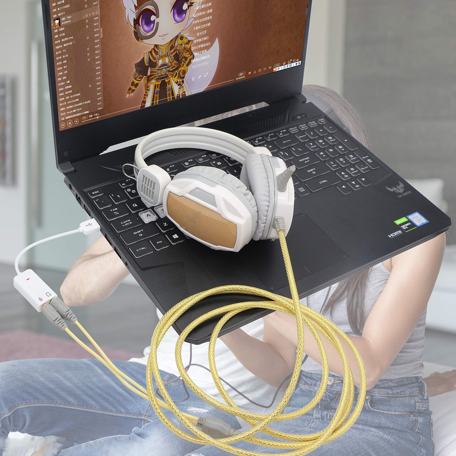 7.1 USB External Sound Card Audio Adapter LEIHONG USB2.0 to 3.5MM Audio Output Microphone Input Converter Plug and Play for Windows/Vista/Win7/Linux/WinCE/Android/Mac-White - Image 7